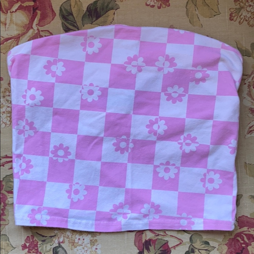Checkered Daisy Tube Top